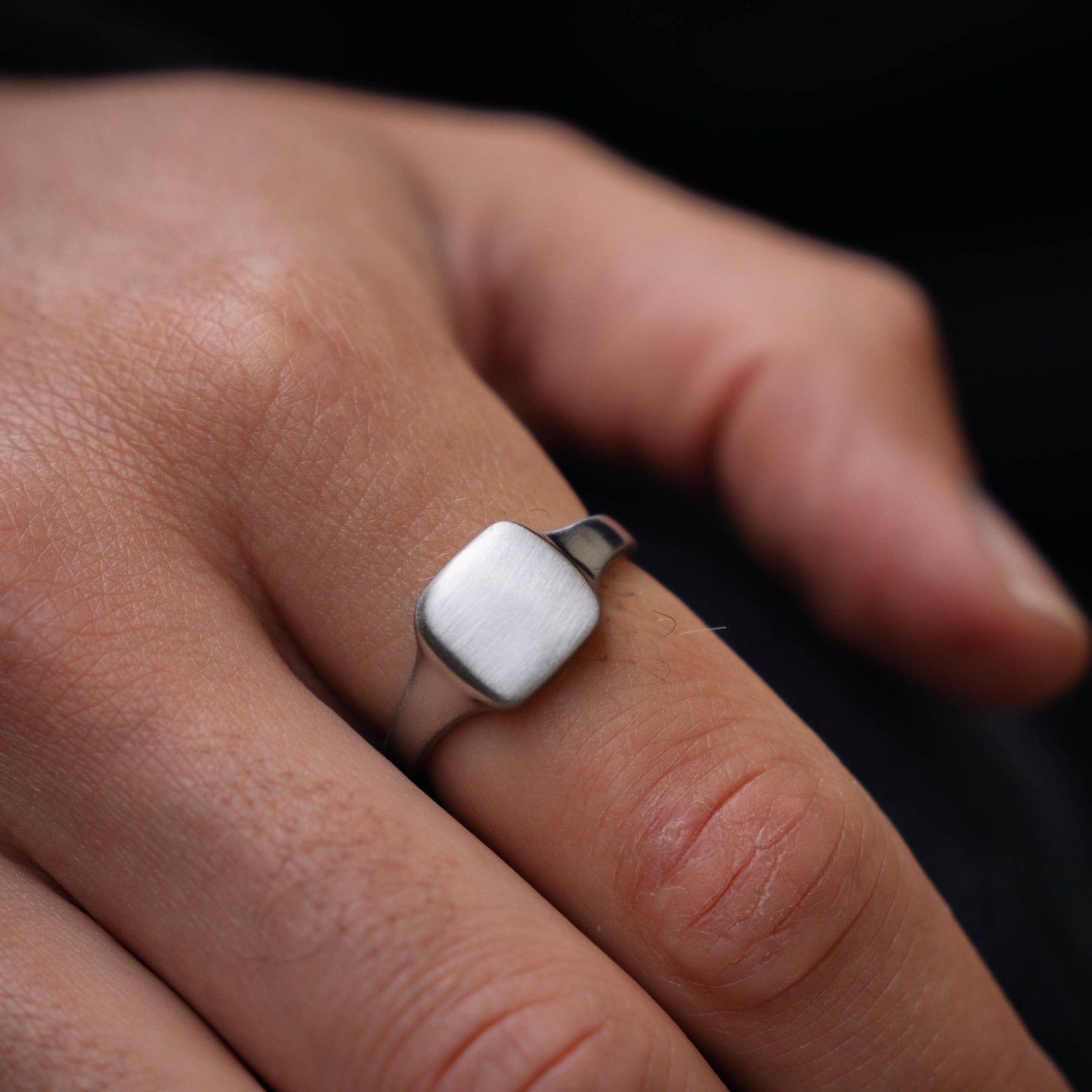 Matte Square Signet - Silver