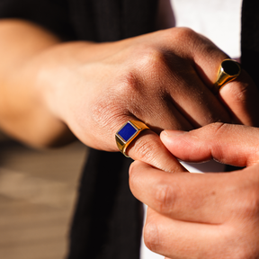 Square Lapis Ring - Gold