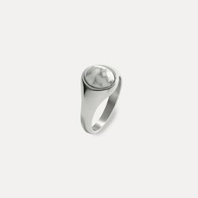 Natural Pine Signet Ring - Silver