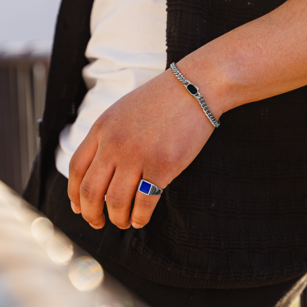 Square Lapis Ring - Silver