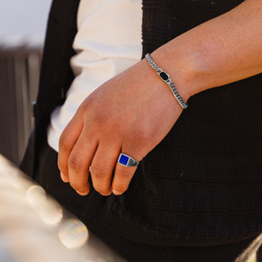 Square Lapis Ring - Silver