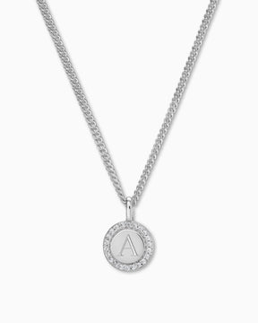 Engraving plates necklace pendant zirconia round