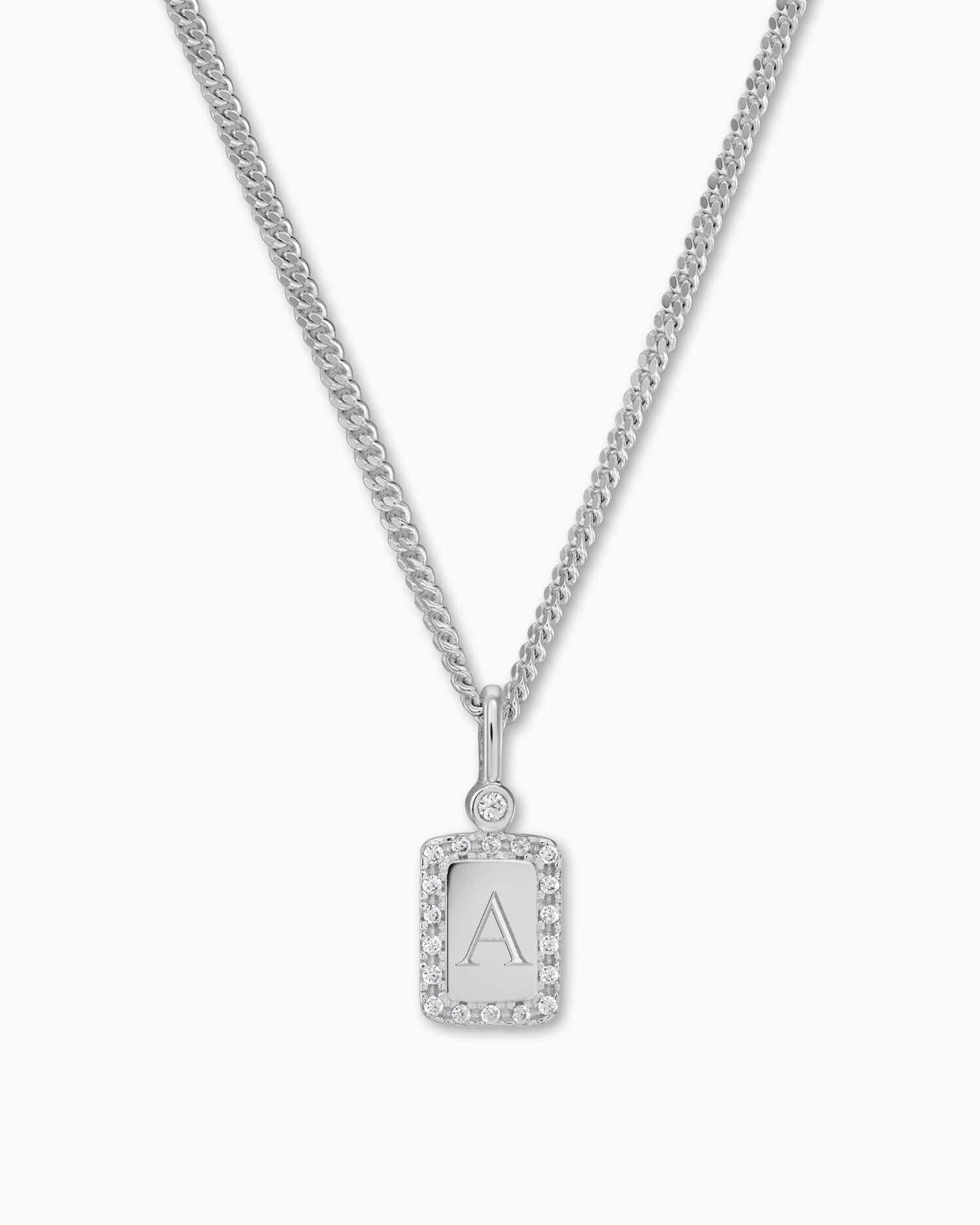 Engraving plates necklace pendant zirconia square