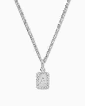 Engraving plates necklace pendant zirconia square