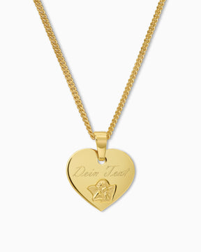 Engraving plates pendant necklace heart guardian angel