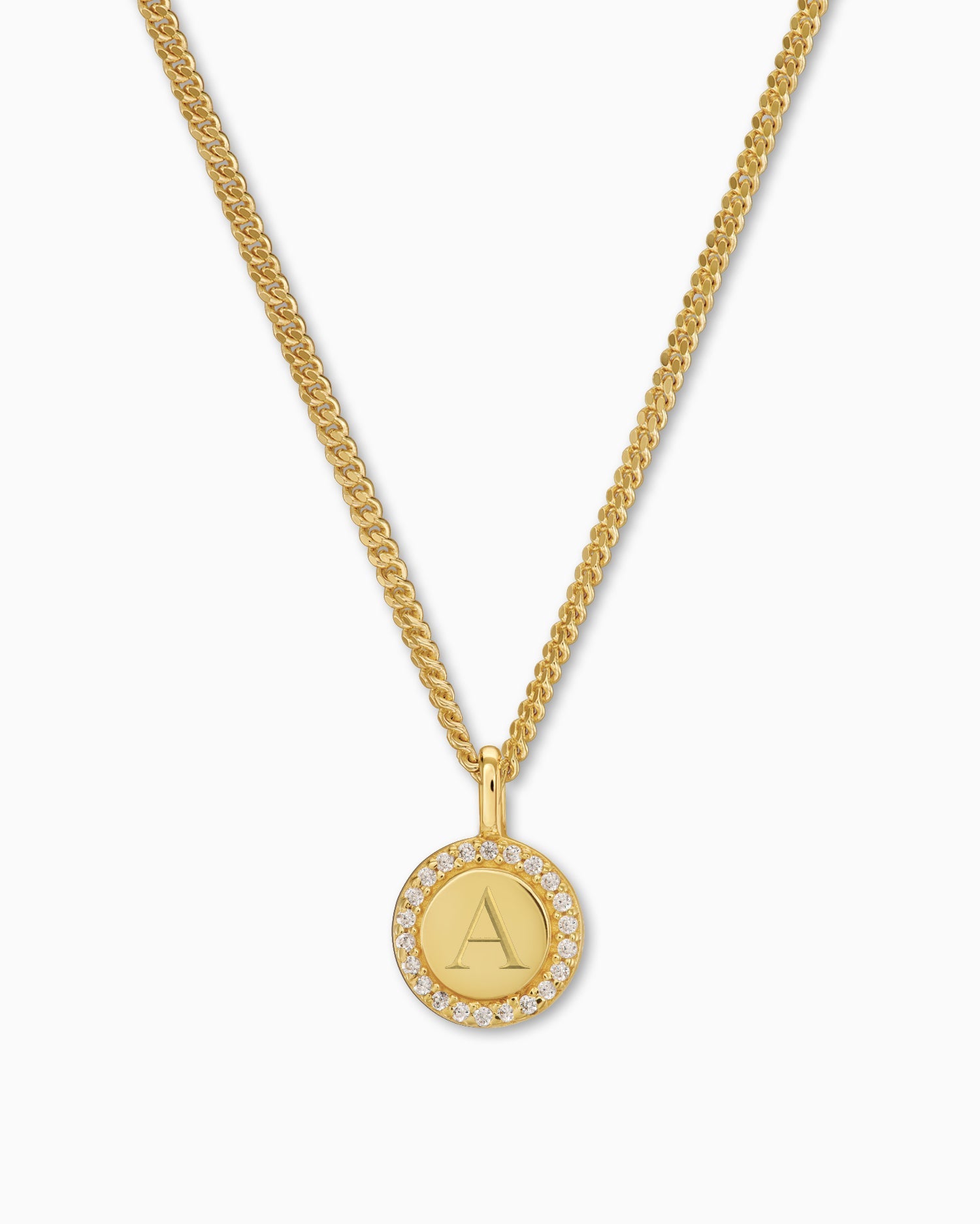 Engraving plates necklace pendant zirconia round-4