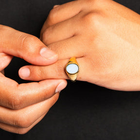 Blue Lace Agate Ring - Gold