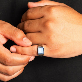Square Blue Lace Ring - Gold