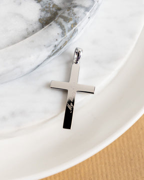 Cross necklace engraving plate pendant Polished