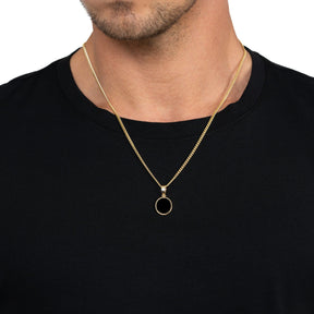 Onyx oval engraving plate necklace