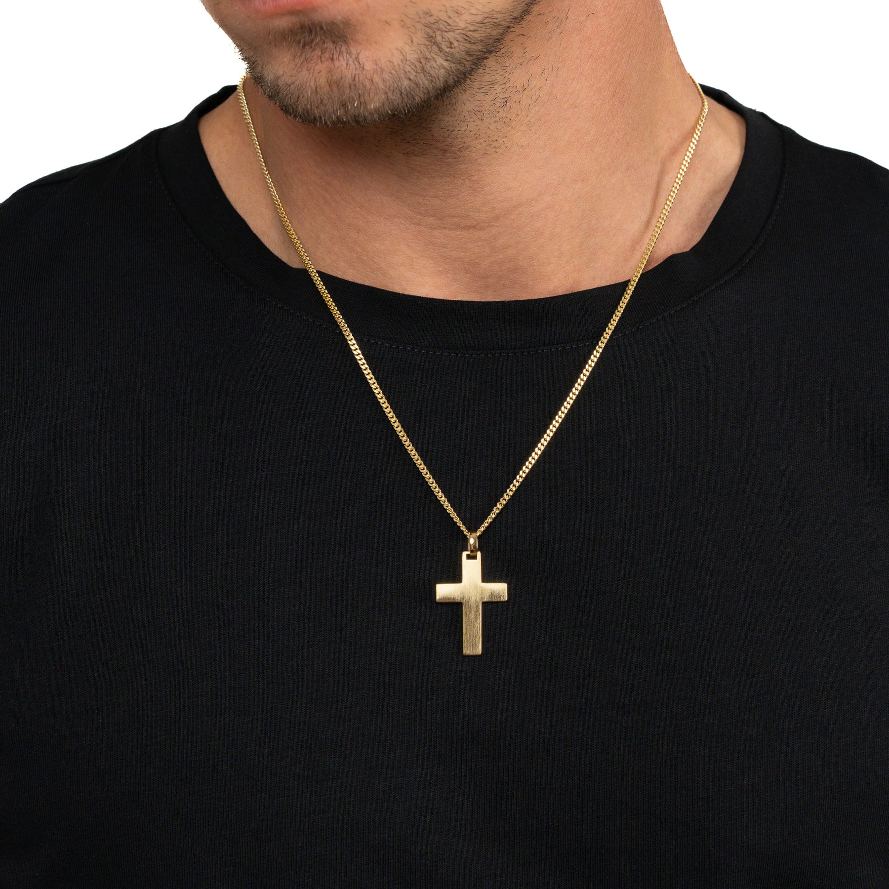 Cross necklace engraving plate pendant frosted