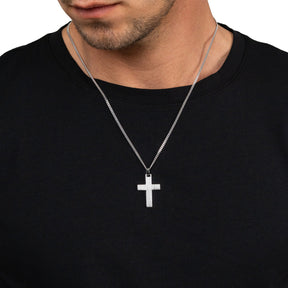 Cross necklace engraving plate pendant frosted