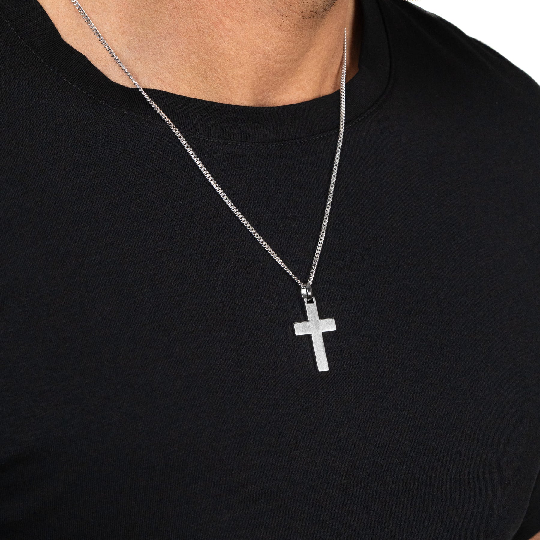 Cross necklace engraving plate pendant frosted