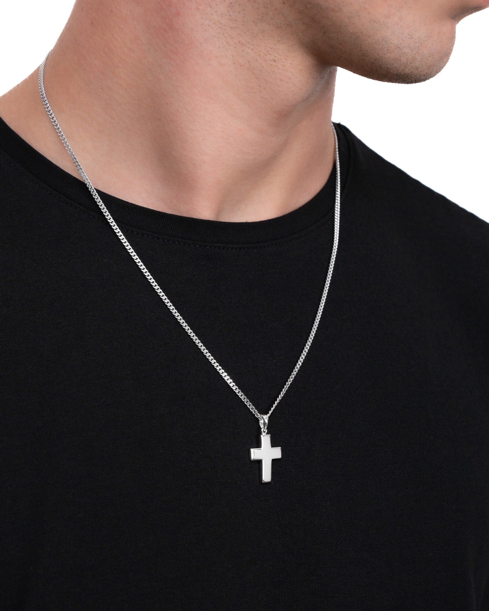 Cross necklace engraving plate pendant Polished