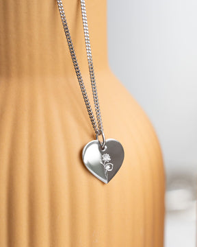 Heart necklace engraving plate pendant 13mm