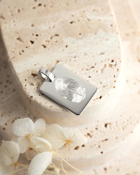Engraving plates necklace pendant square