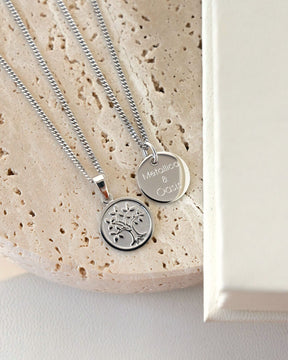 Engraving plates necklace pendant tree of life 12mm-4