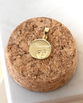 Engraving plates pendant necklace baby feet 12mm-6