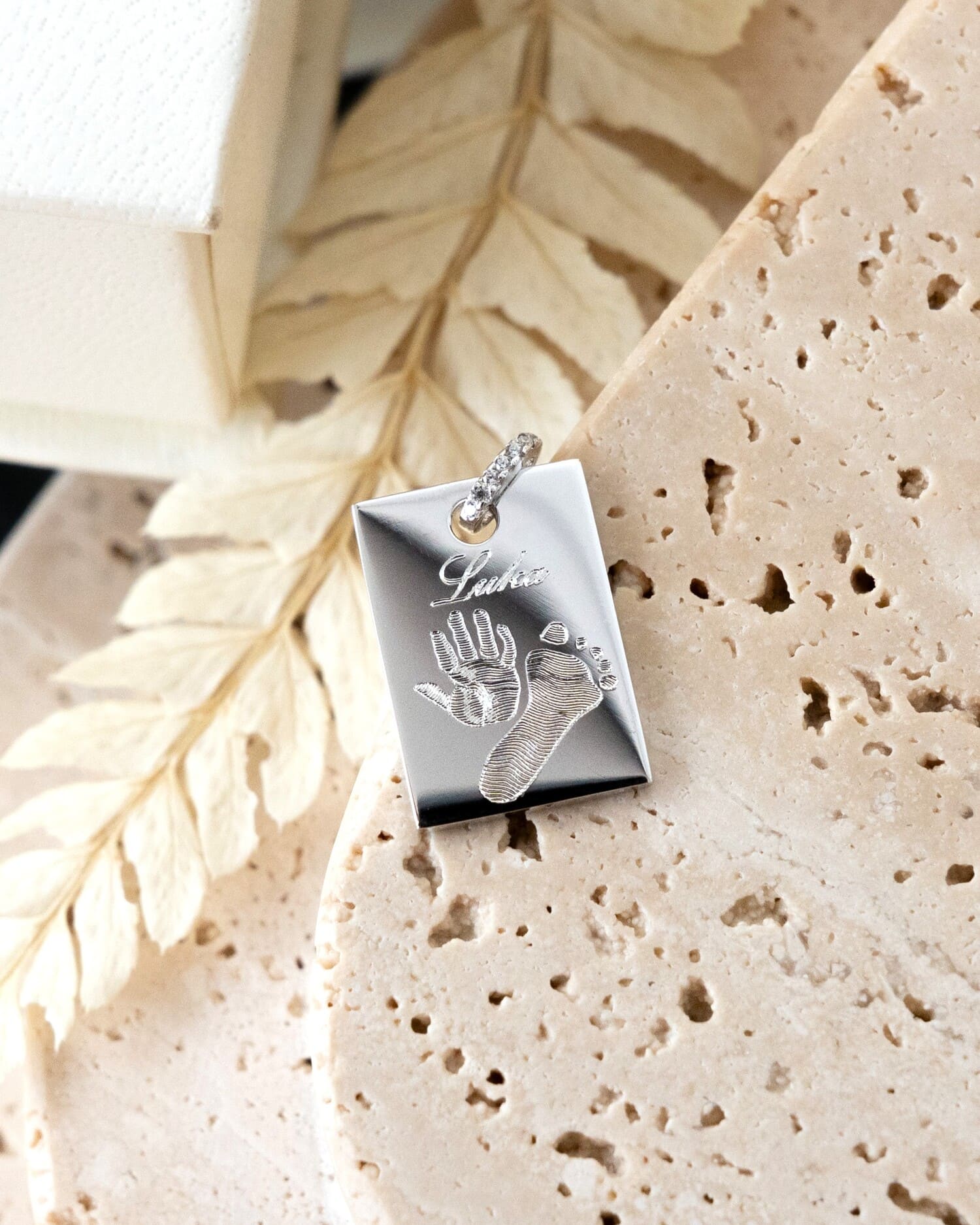 Engraving plates necklace pendant zirconia square-4