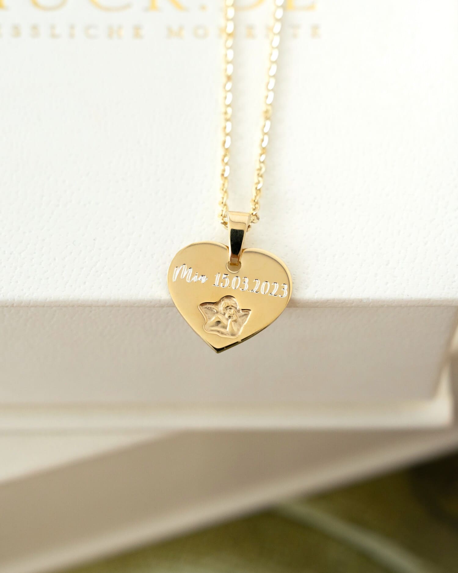 Engraving plates pendant necklace heart guardian angel