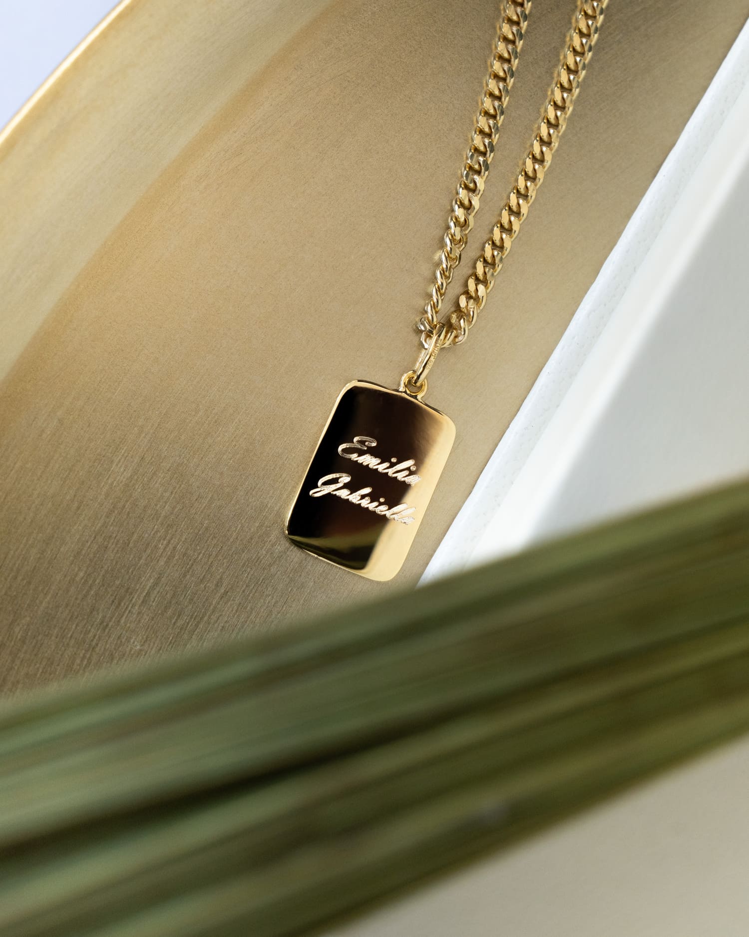Engraving plates necklace pendant square