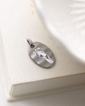 Engraving plates necklace pendant zirconia oval-2