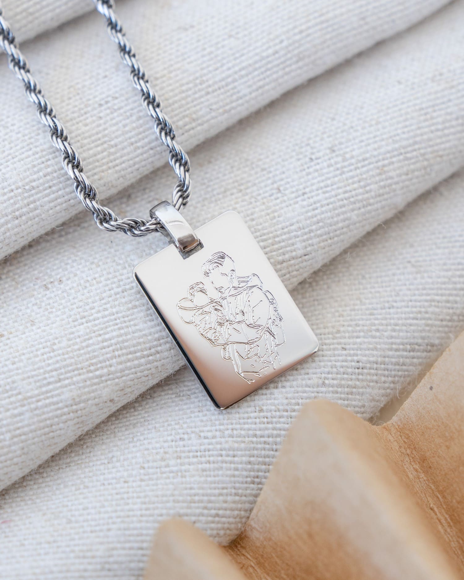 Engraving plate necklace pendant rectangle