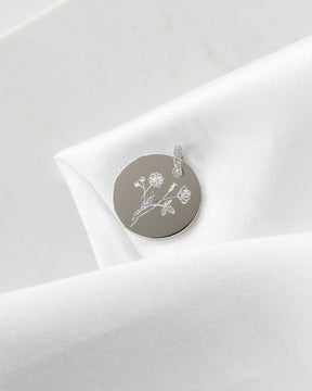 Engraving plates necklace pendant zirconia round-4