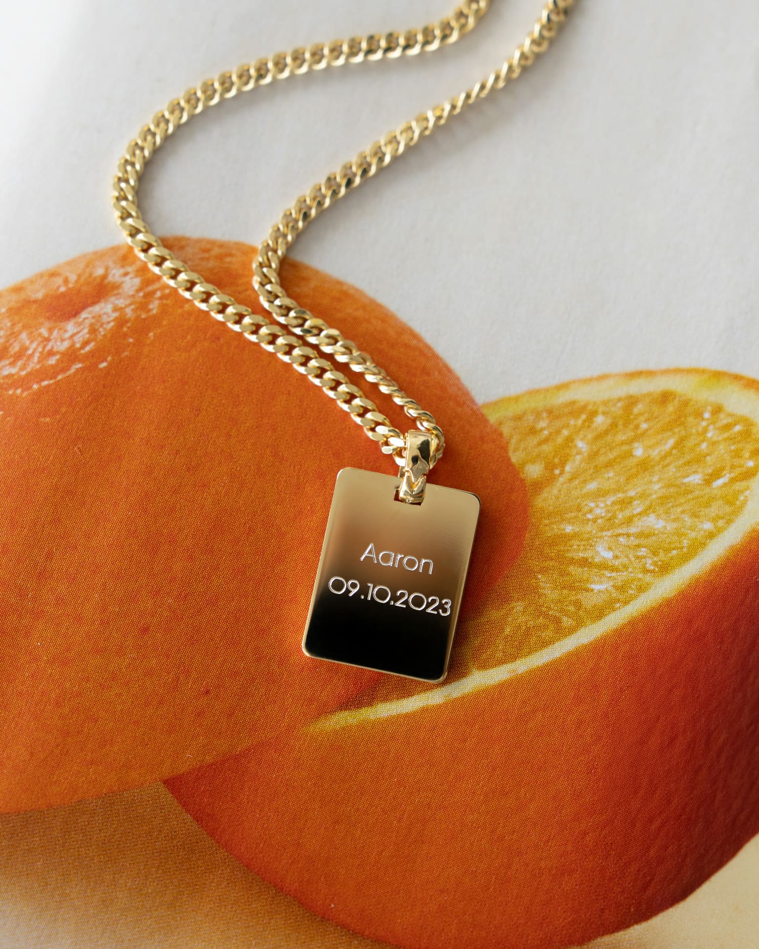 Engraving plates necklace pendant rectangle