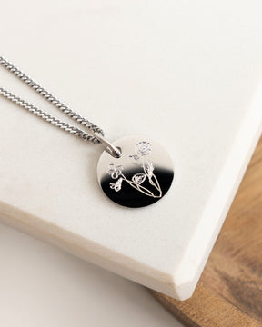 Engraving plates necklace pendant round 14mm