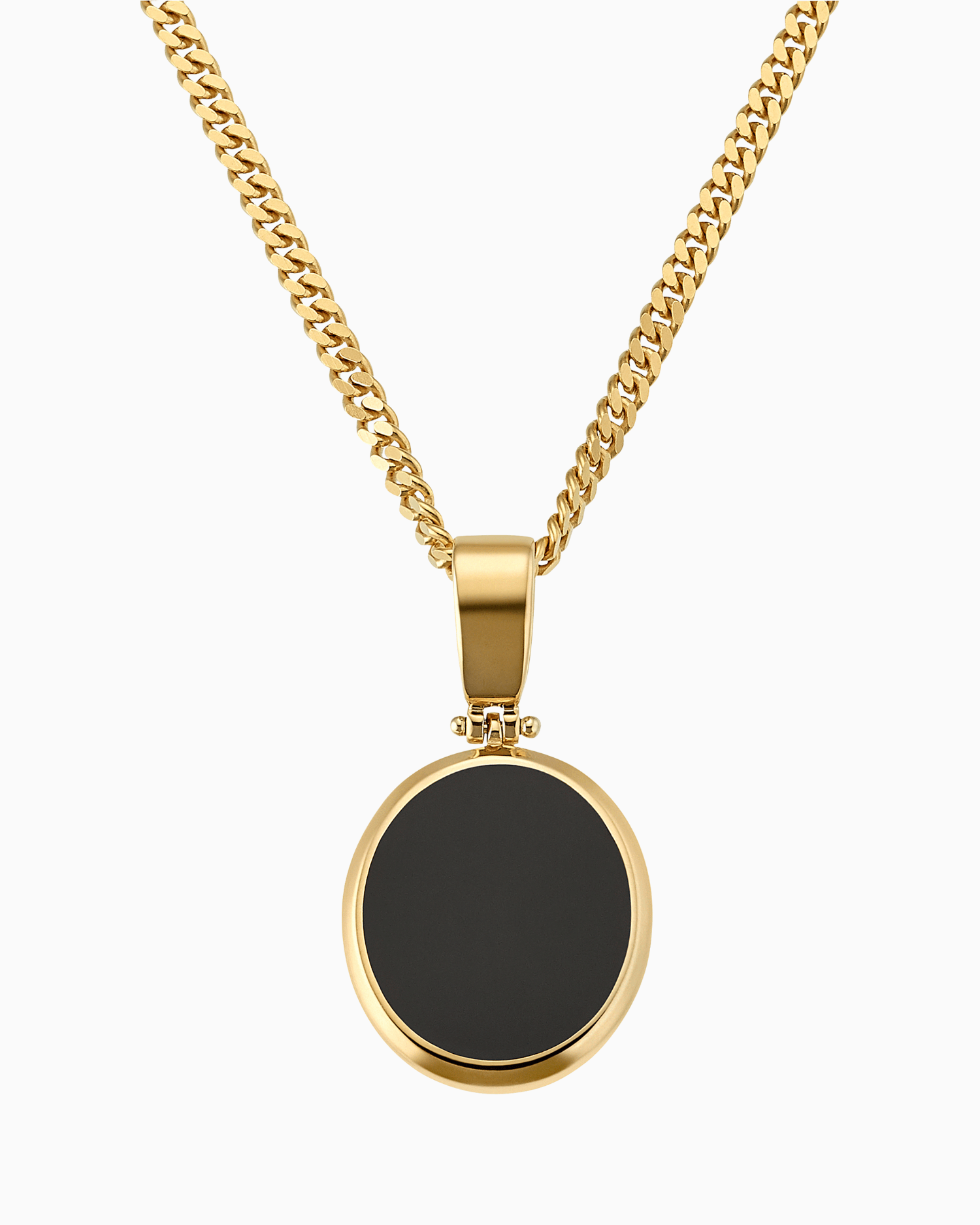 Onyx oval engraving plate necklace