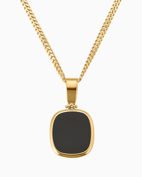 Onyx square engraving plate necklace
