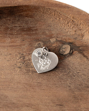 Heart necklace engraving plate pendant zirconia-3