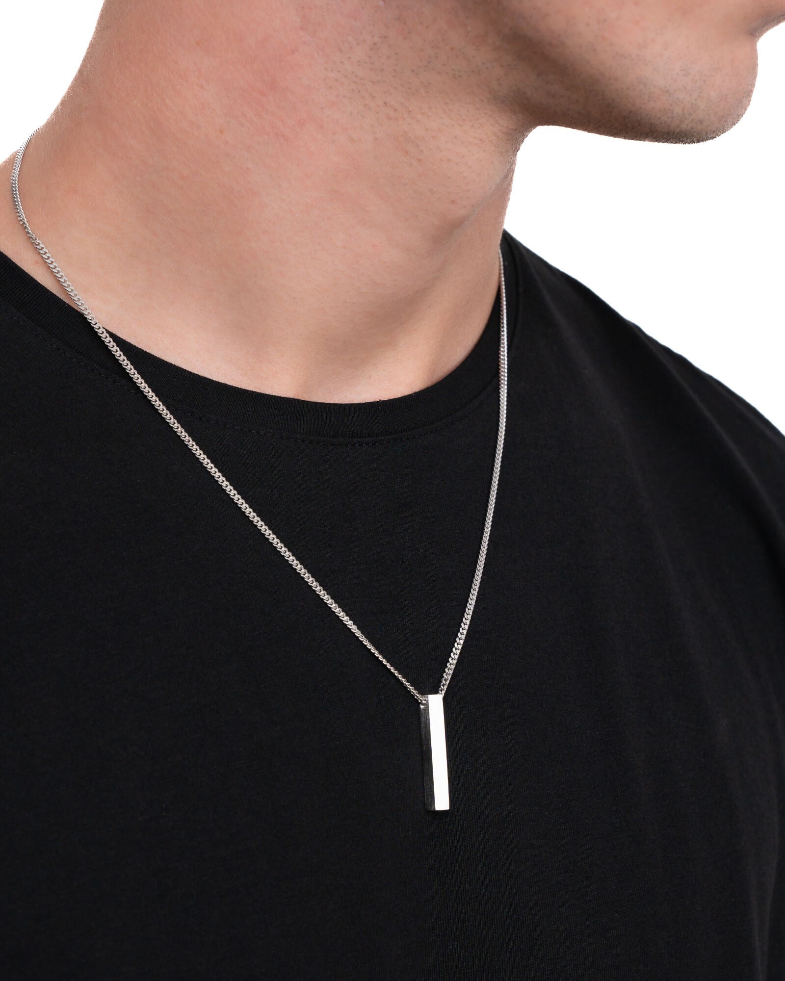 Bar necklace engraving plate pendant