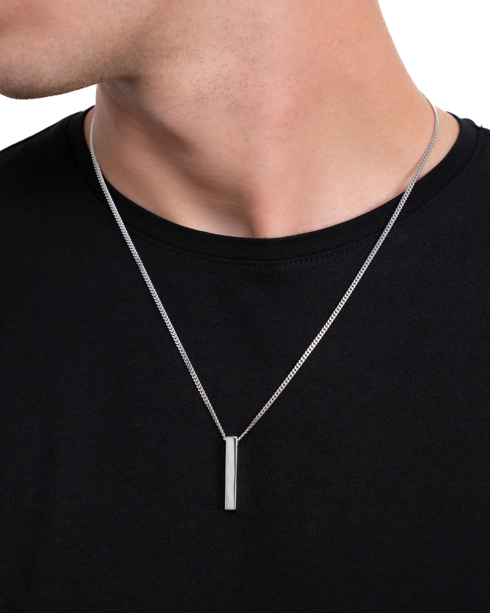 Bar necklace engraving plate pendant