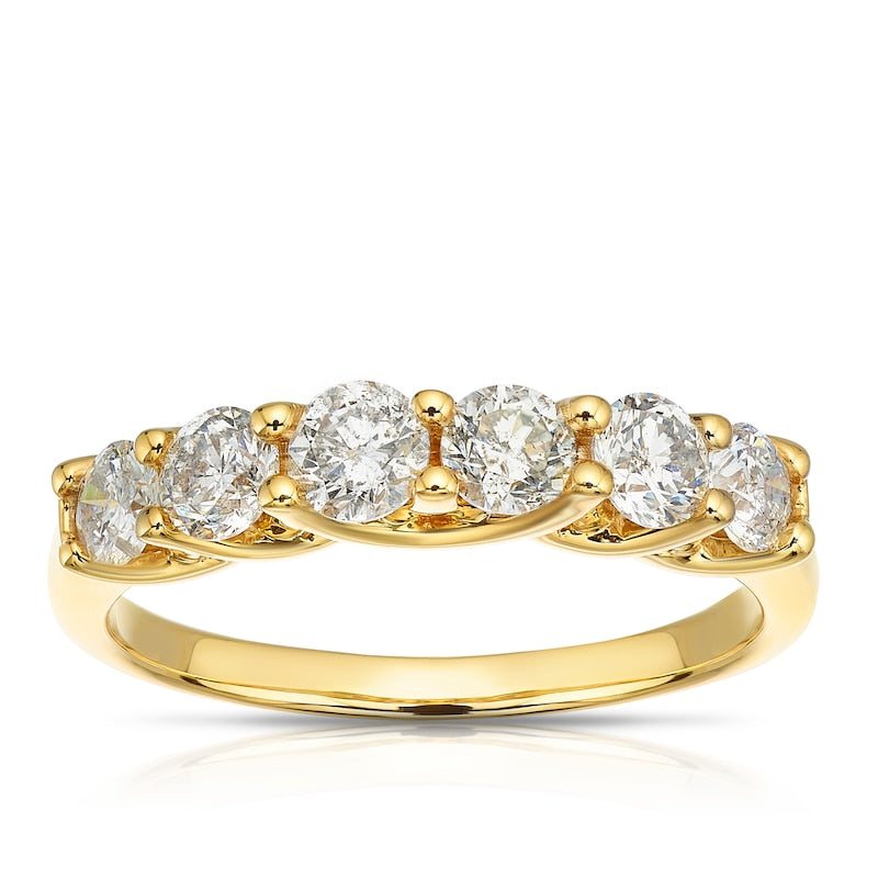 18ct Yellow Gold Six Stone Eternity 1ct Diamond Ring