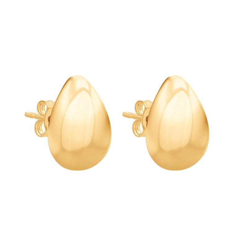 9ct Yellow Gold Small Domed Teardrop Stud Earrings