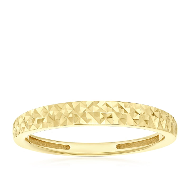 9ct Yellow Gold Diamond Cut Ring