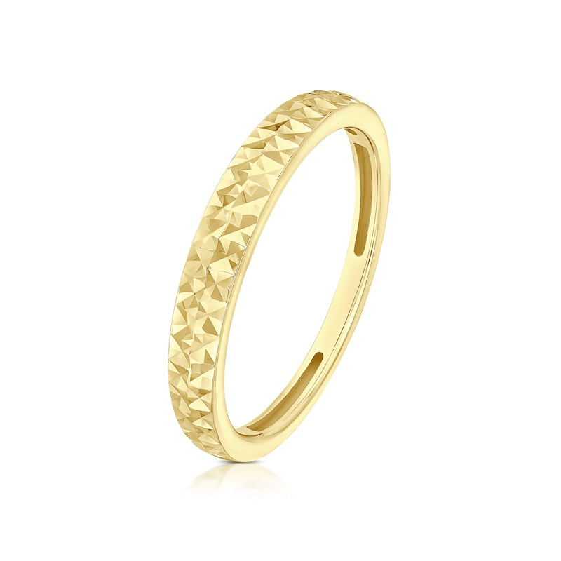 9ct Yellow Gold Diamond Cut Ring