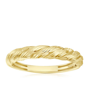 9ct Yellow Gold Textured Twisted Ring