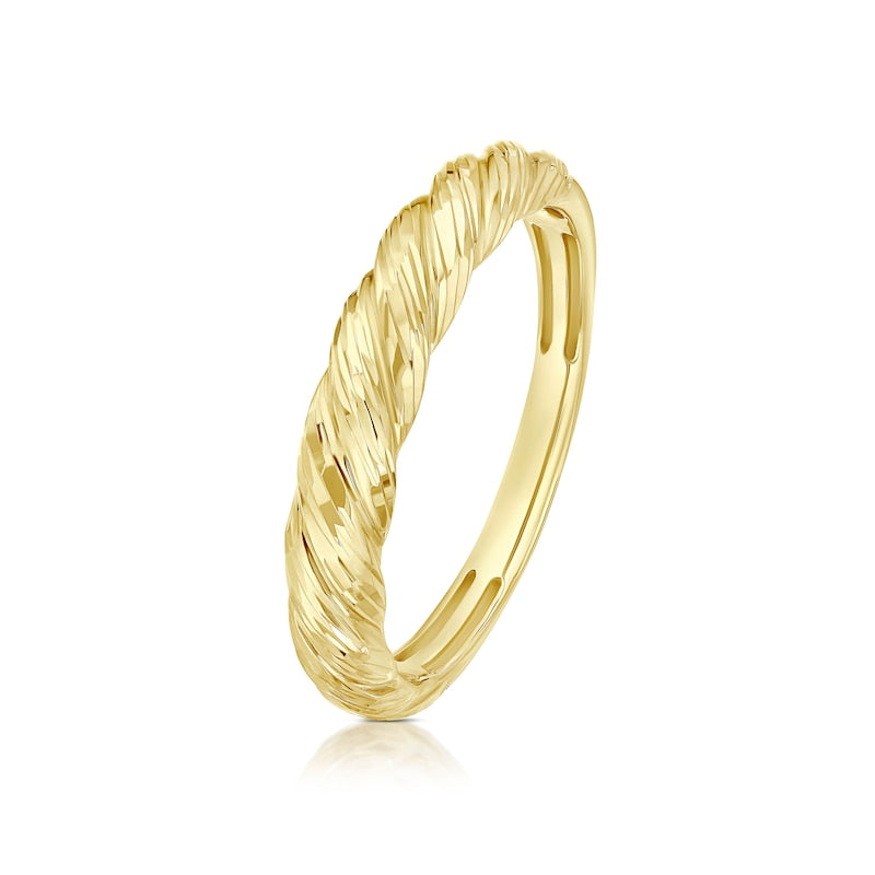 9ct Yellow Gold Textured Twisted Ring