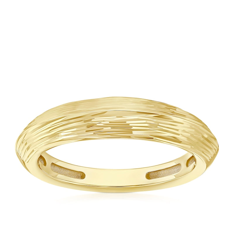9ct Yellow Gold Textured Knife Edge Ring