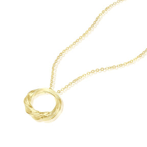 9ct Yellow Gold Textured Graduated Open Circle Pendant Necklace