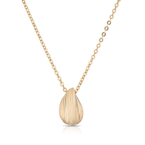 9ct Yellow Gold Textured Teardrop Pendant Necklace
