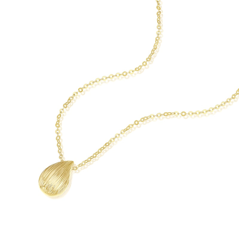 9ct Yellow Gold Textured Teardrop Pendant Necklace