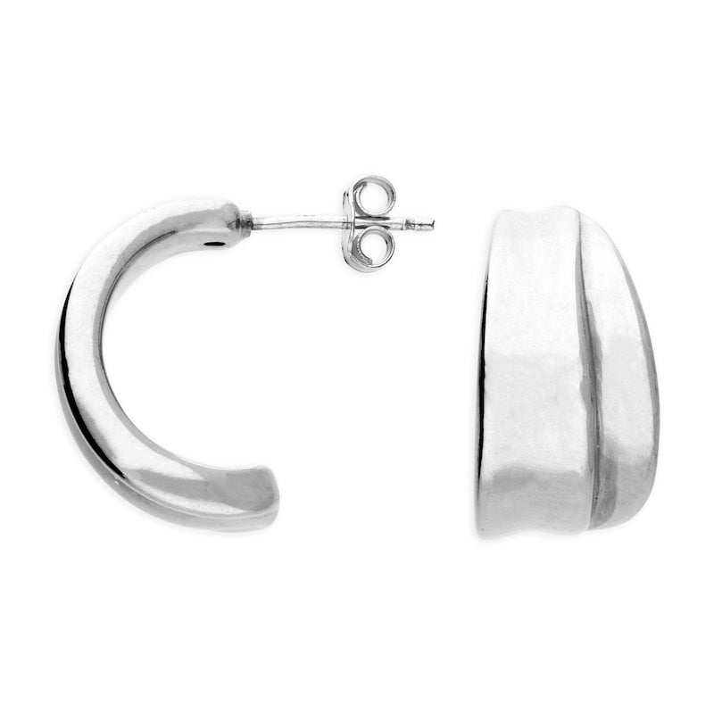 Sterling Silver Wave Textured Half Hoop Earrings
