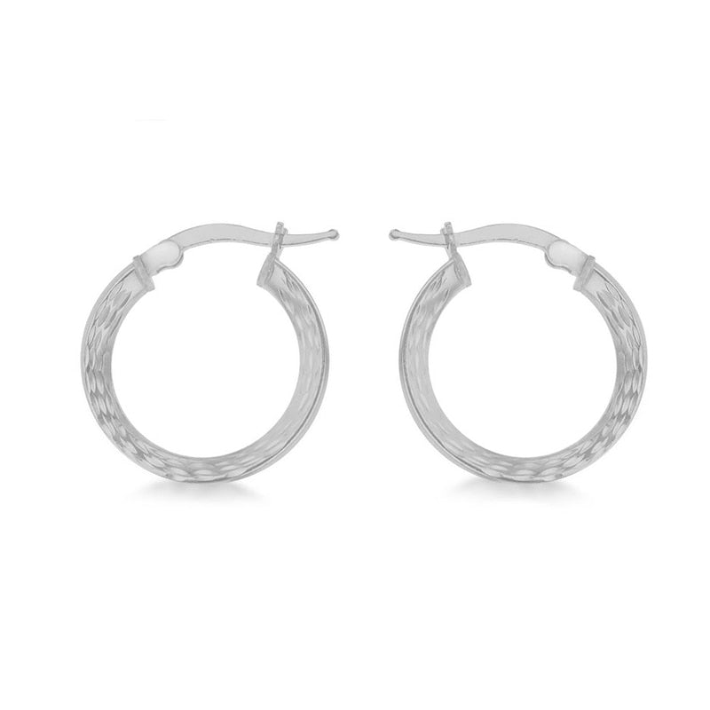 Sterling Silver 20mm Polished & Diamond Cut Hoop Earrings