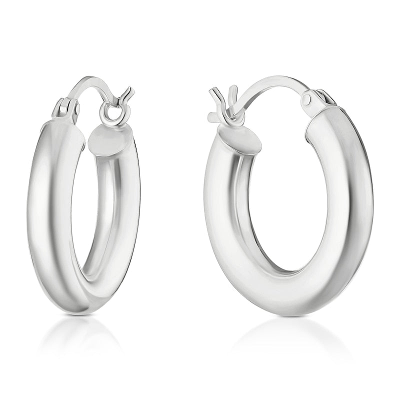 Sterling Silver Chunky Polished Hoop Earrings
