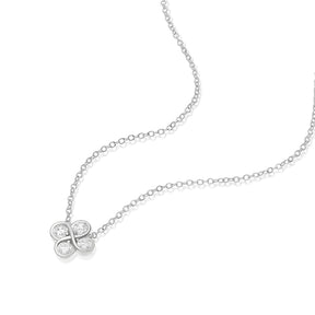 Sterling Silver 16+2" Cubic Zirconia Infinity Clover Necklace