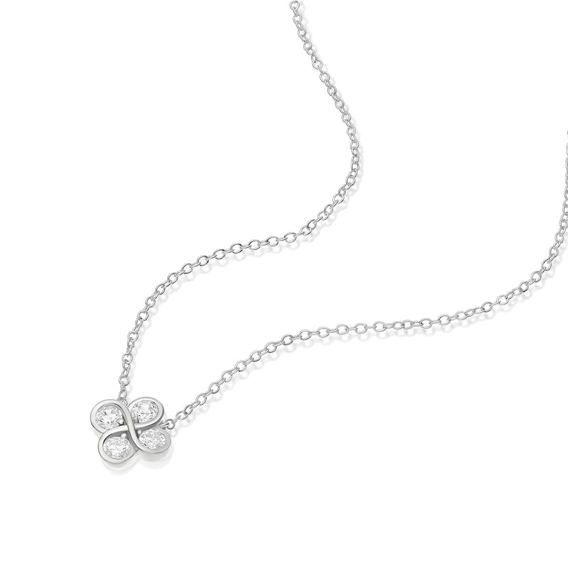 Sterling Silver 16+2" Cubic Zirconia Infinity Clover Necklace